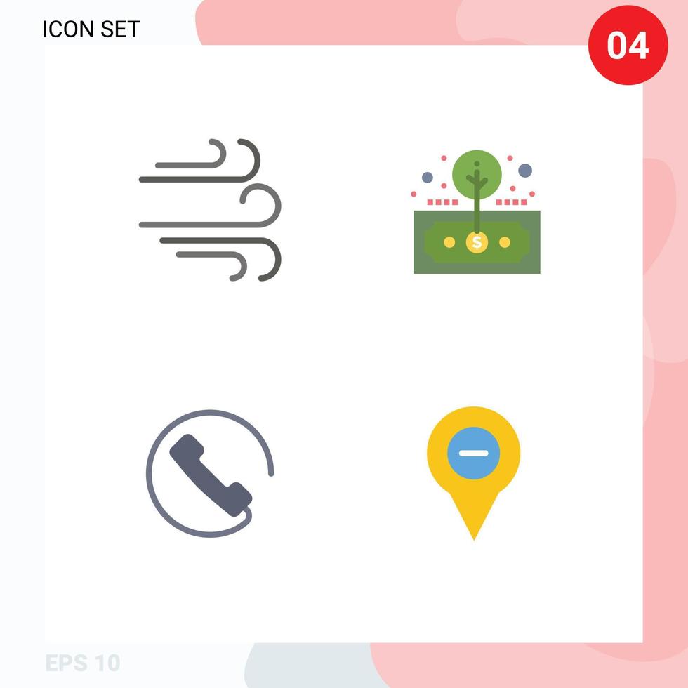 Pack of 4 creative Flat Icons of direction call asset return location Editable Vector Design Elements