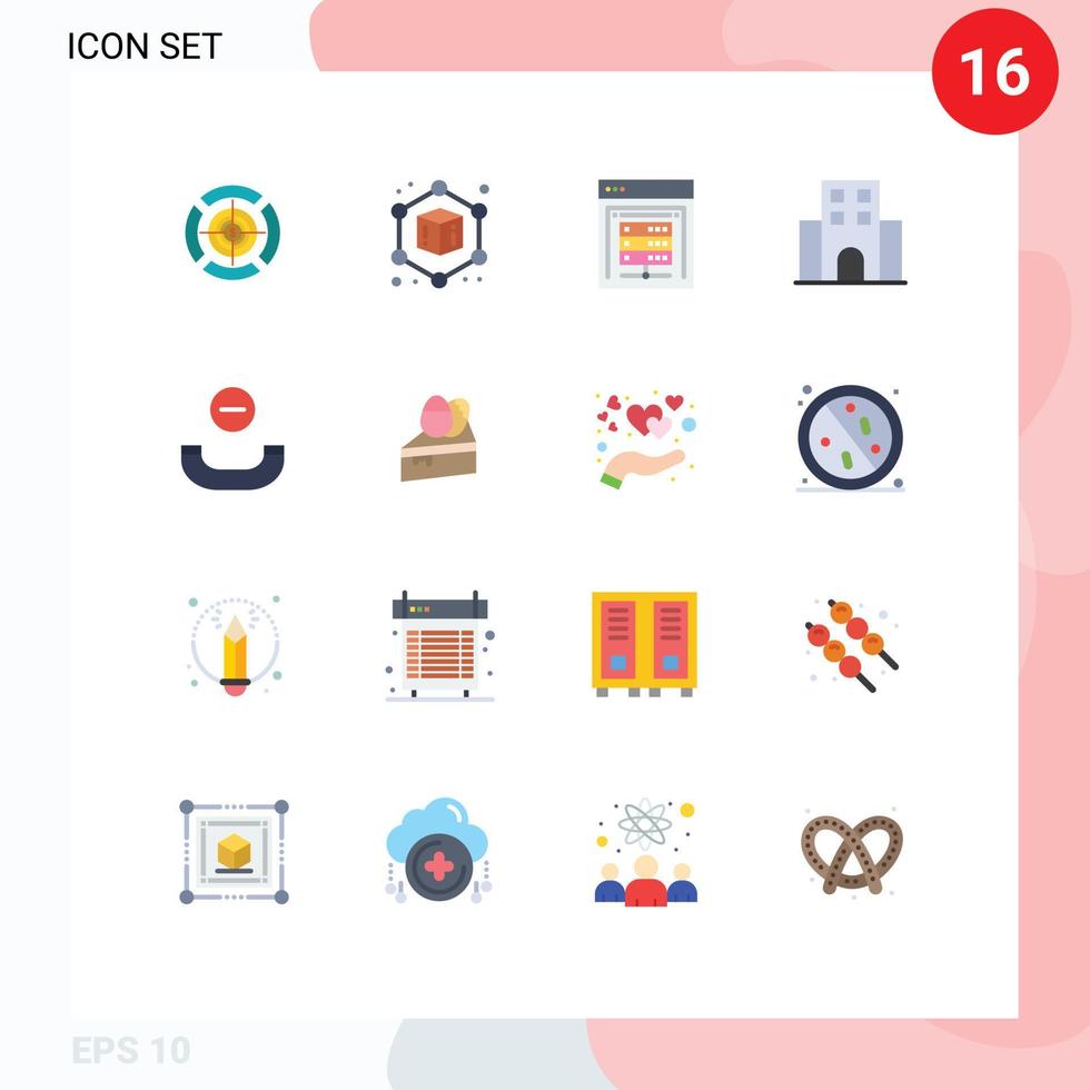 Group of 16 Flat Colors Signs and Symbols for hang up call data server travelling journey Editable Pack of Creative Vector Design Elements