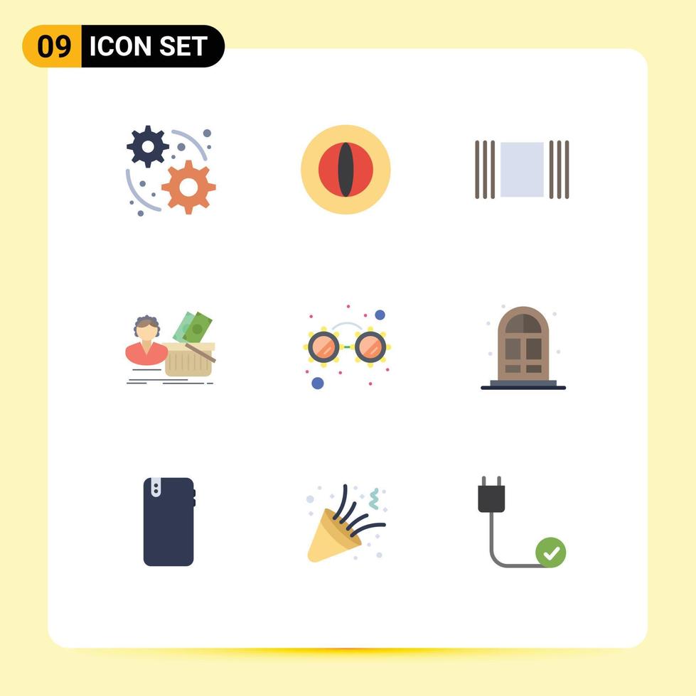 conjunto de 9 iconos modernos de la interfaz de usuario signos de símbolos para las miniaturas de las gafas de lujo de la fiesta elementos de diseño vectorial editables de la cesta femenina vector