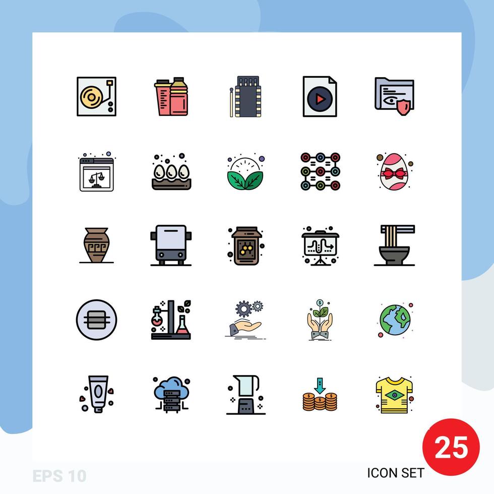 25 iconos creativos signos y símbolos modernos del archivo gdpr documento deportivo hoguera elementos de diseño vectorial editables vector