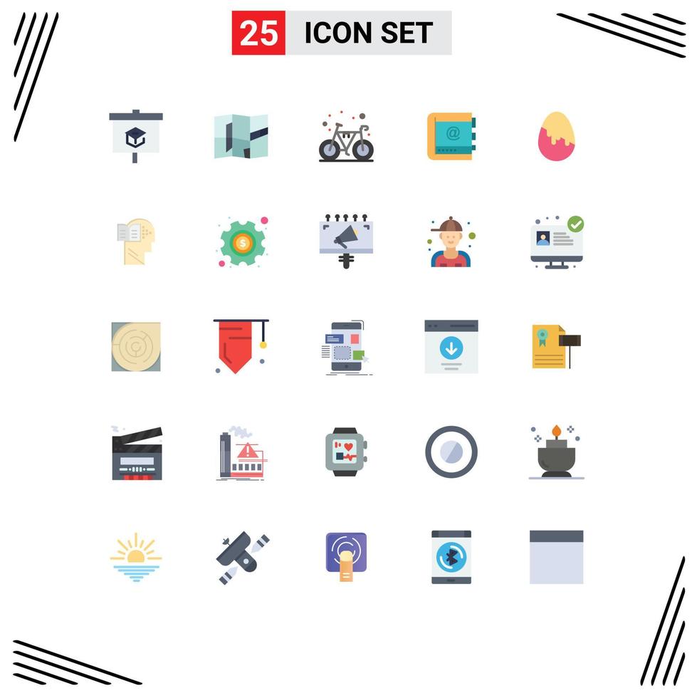 25 Universal Flat Colors Set for Web and Mobile Applications telephone internet bike contacts business Editable Vector Design Elements