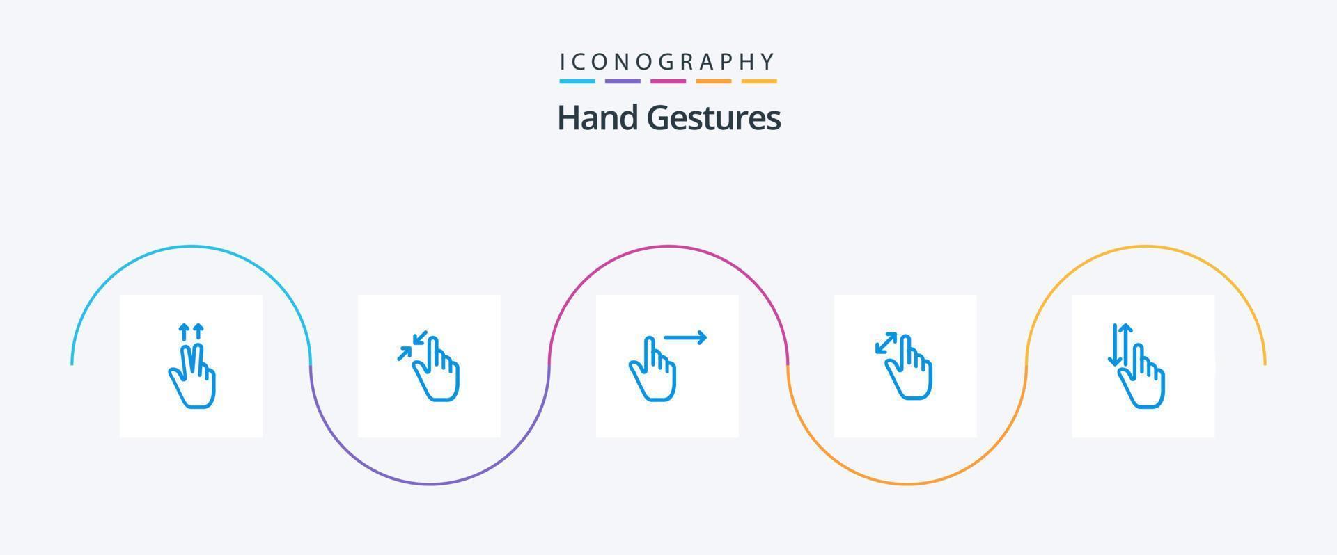 Hand Gestures Blue 5 Icon Pack Including touch. interface. finger. gestures. swipe vector