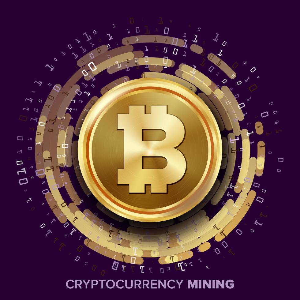 Mining Bitcoin Cryptocurrency Vector. vector