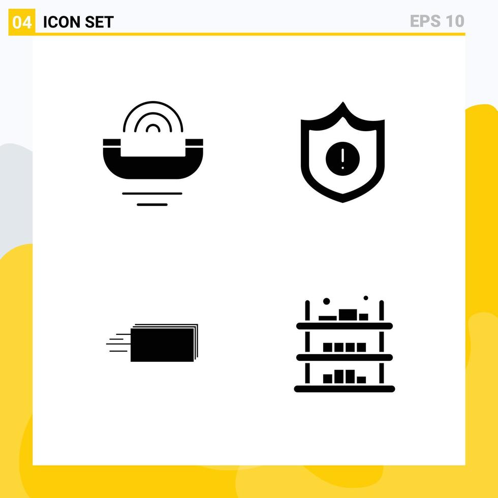 Group of 4 Solid Glyphs Signs and Symbols for device business support security money Editable Vector Design Elements