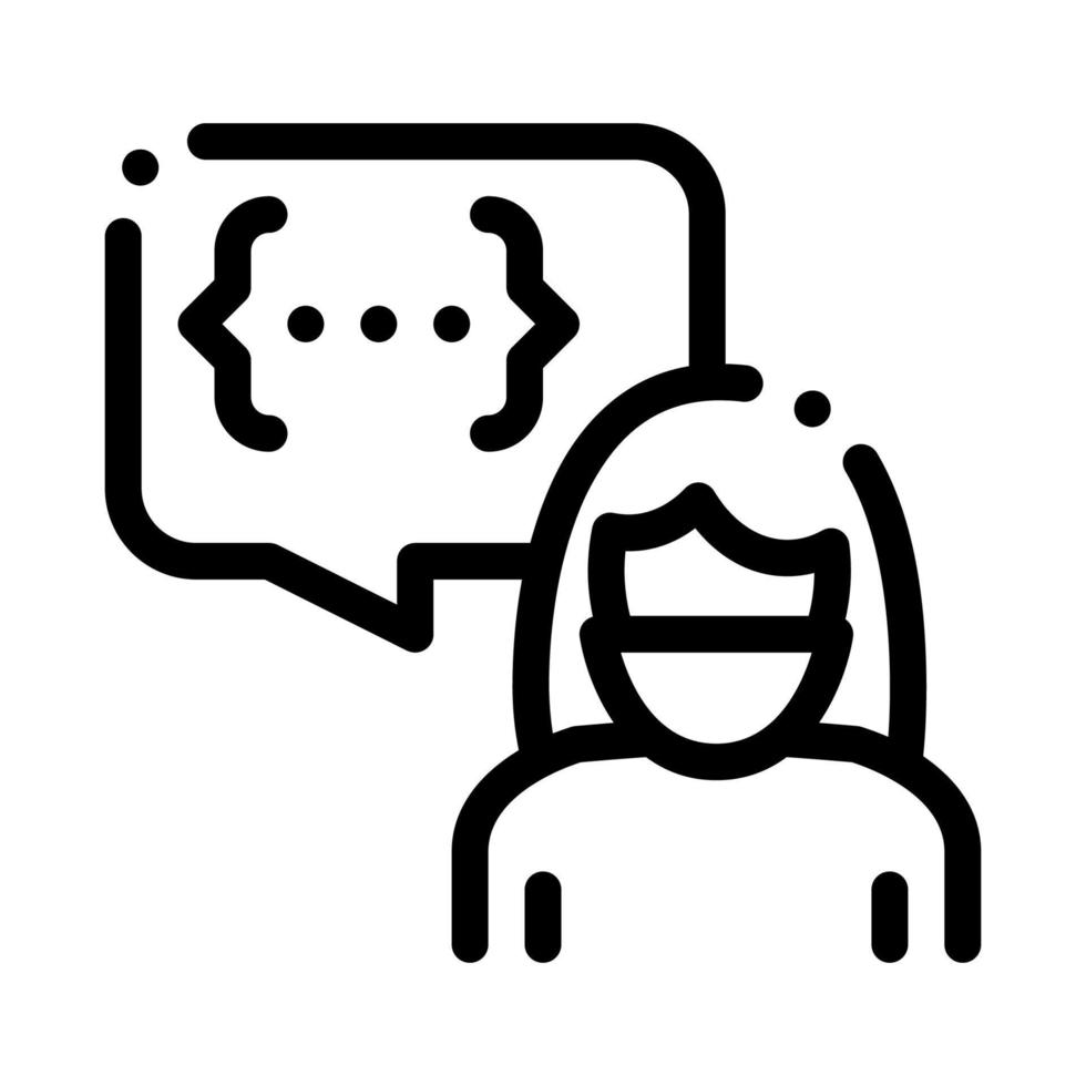 conversation protesting woman icon vector outline illustration