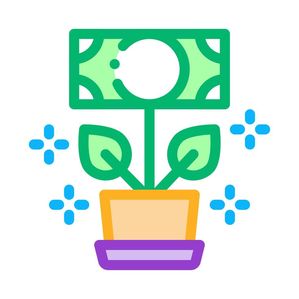 money tree in pot icon vector outline illustration