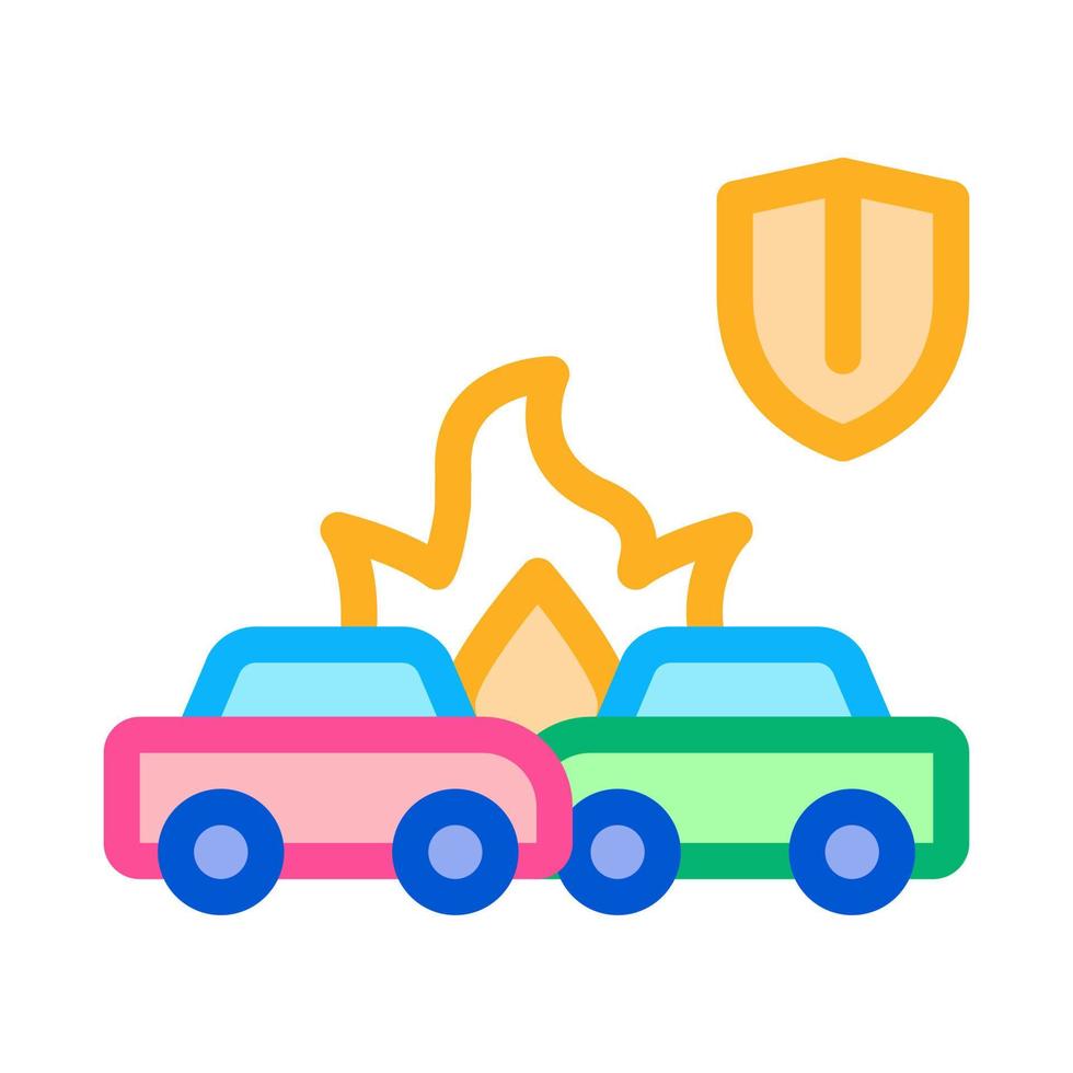 ilustración de contorno de vector de icono de seguro de accidente de coche