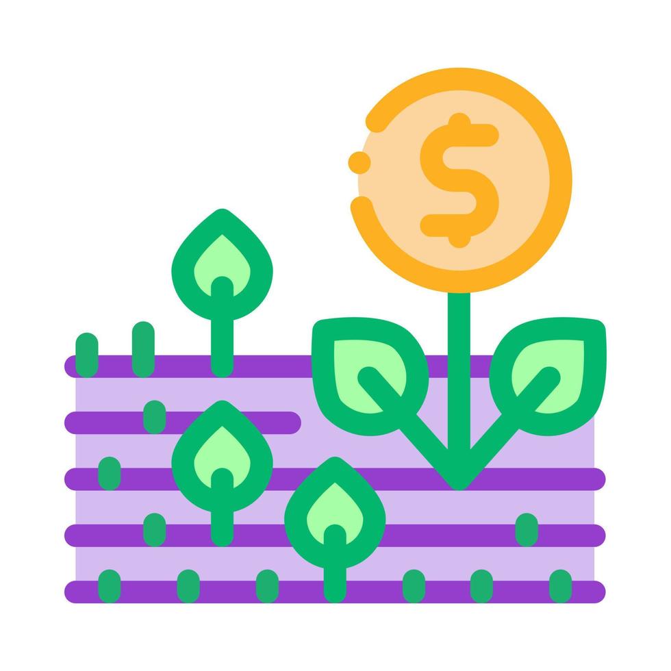 money tree on field icon vector outline illustration