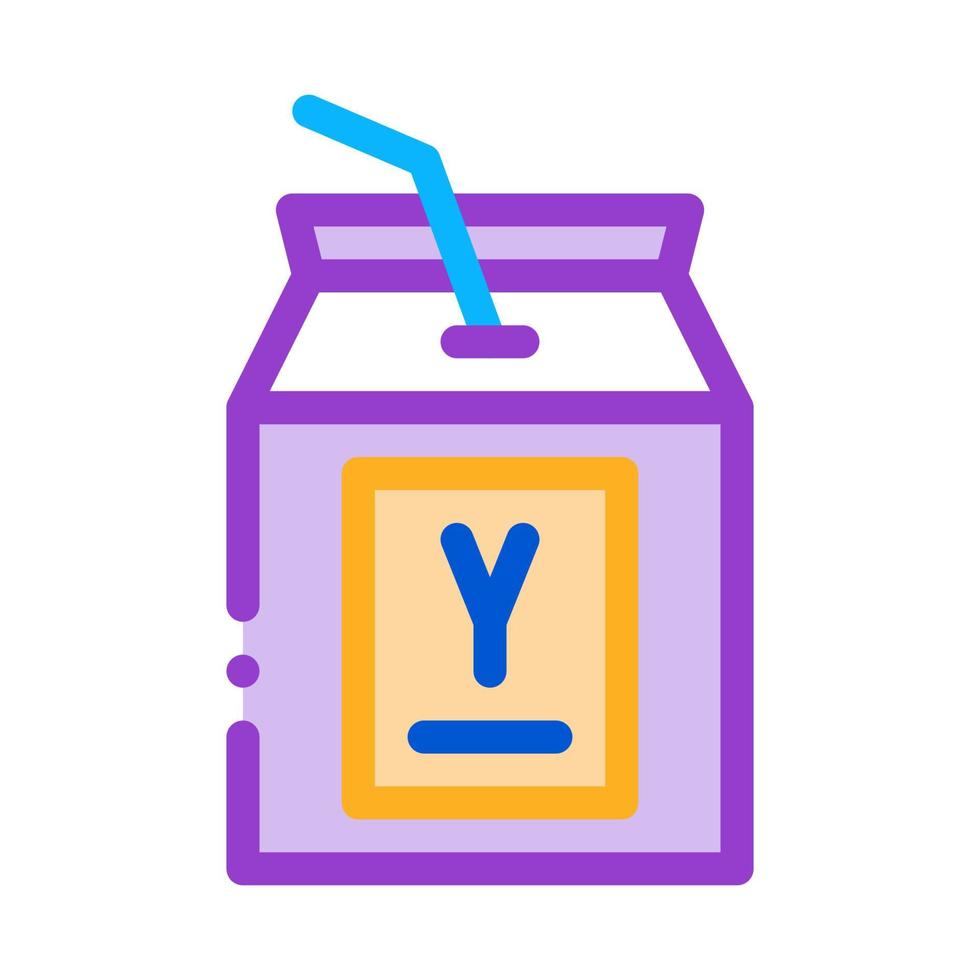 drinking packaged yogurt with straw icon vector outline illustration