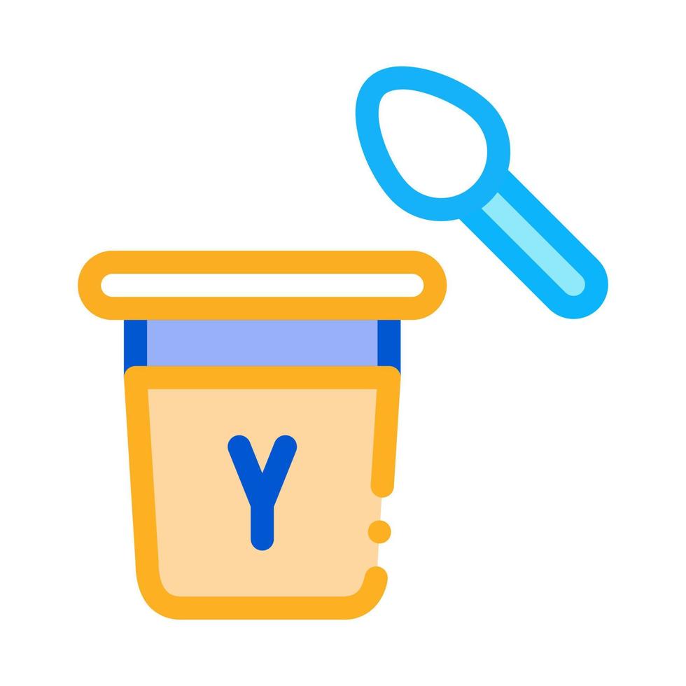 yogurt with spoon icon vector outline illustration