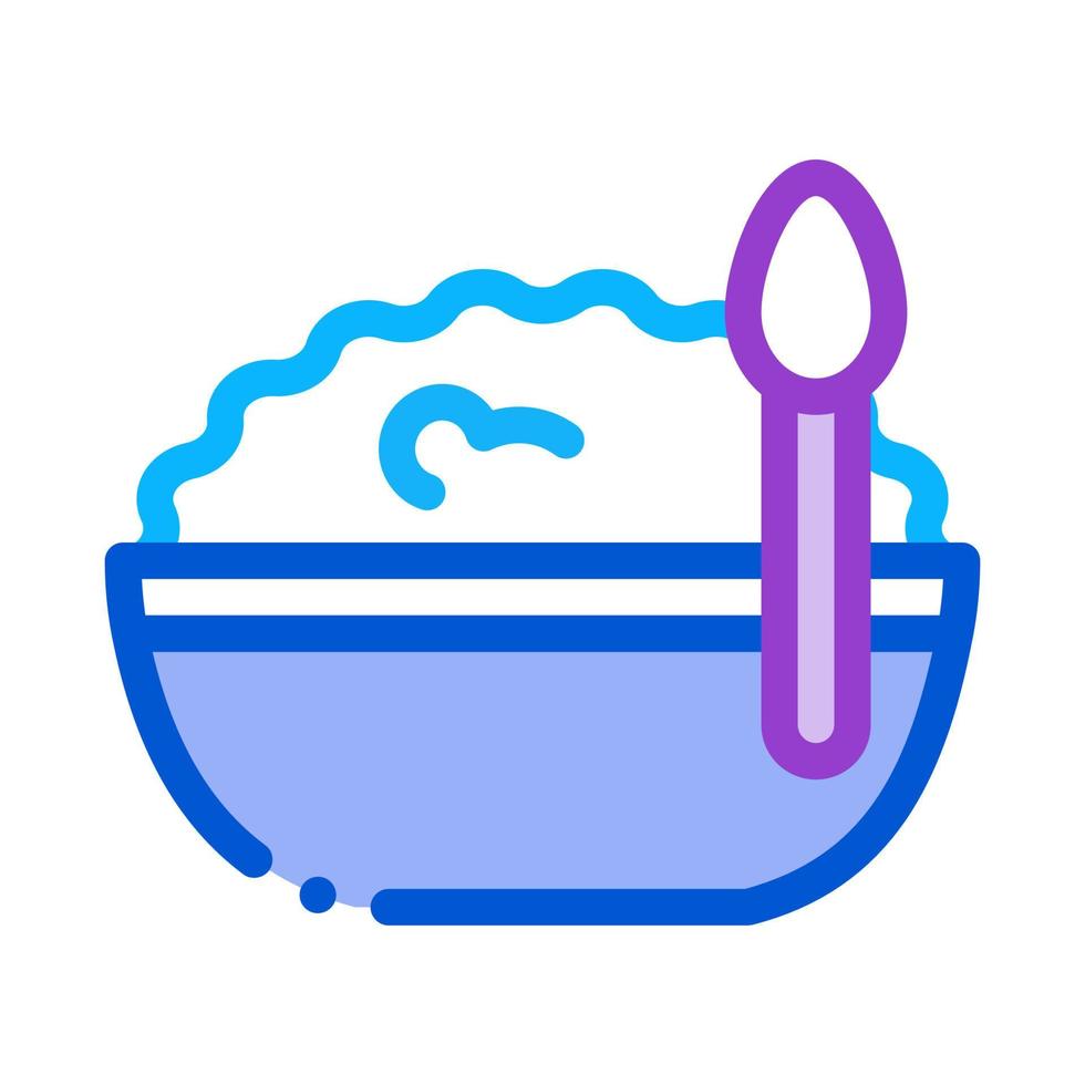 bowl of cottage cheese and spoon icon vector outline illustration