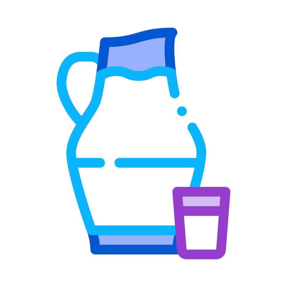 jarra con leche y vidrio icono vector ilustración de contorno