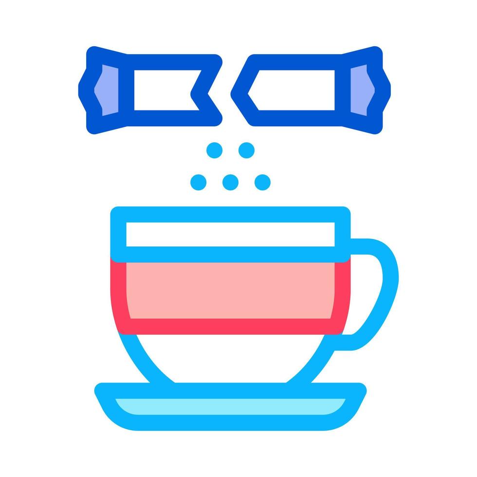 sprinkle sugar in cup of tea icon vector outline illustration