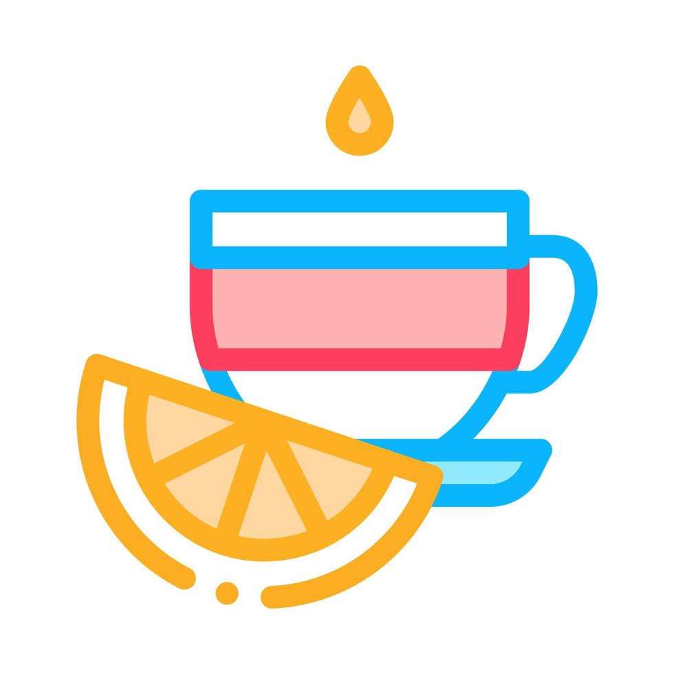 cup of tea with lemon slice icon vector outline illustration