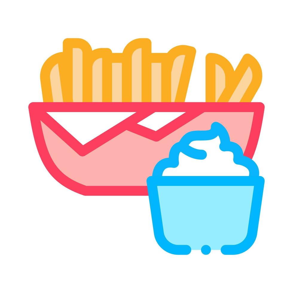 french fries with mayonnaise sauce icon vector outline illustration