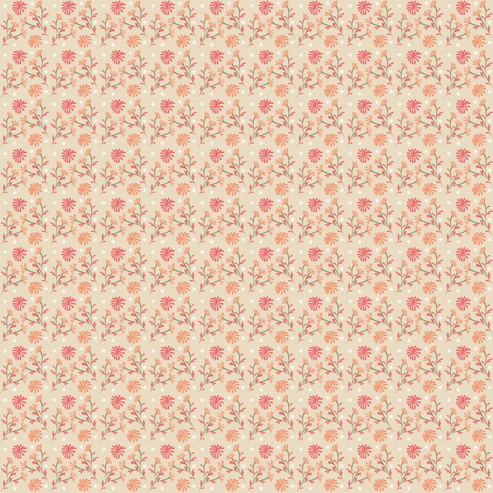 Flower doodle pattern seamless vector set on spring color tone