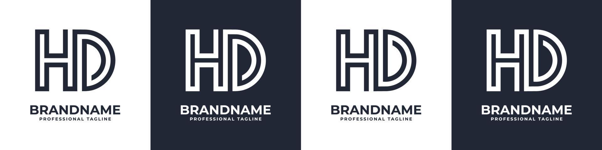 Letter HD or DH Global Technology Monogram Logo, suitable for any business with HD or DH initials. vector