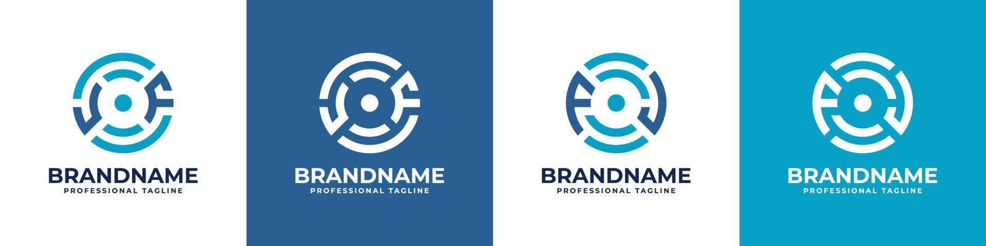 Letter FJ or JF Global Technology Monogram Logo, suitable for any business with FJ or JF initials. vector