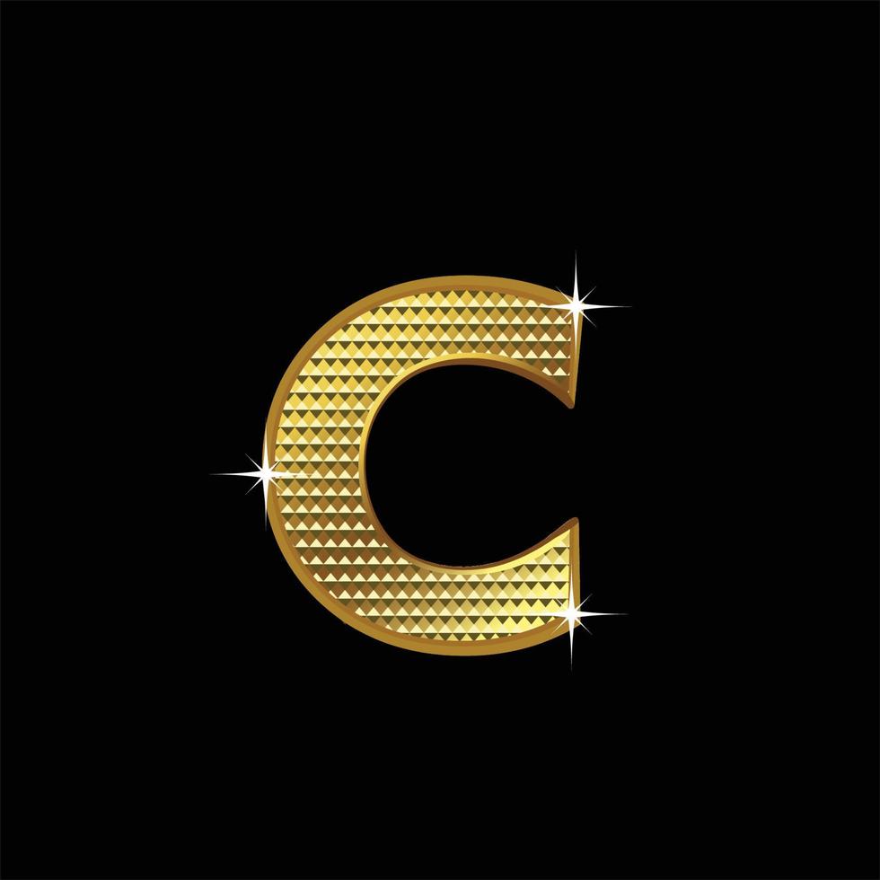 Golden font type letter C vector