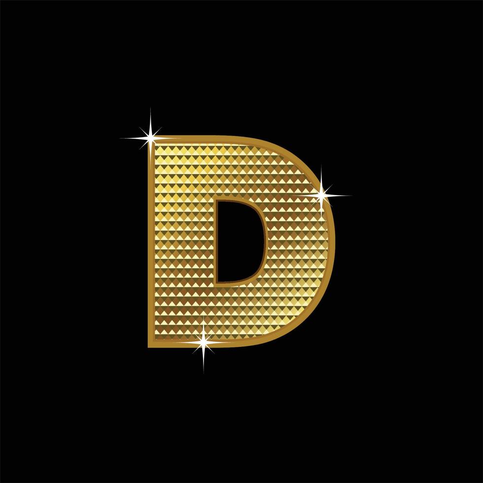 Golden font type letter D vector