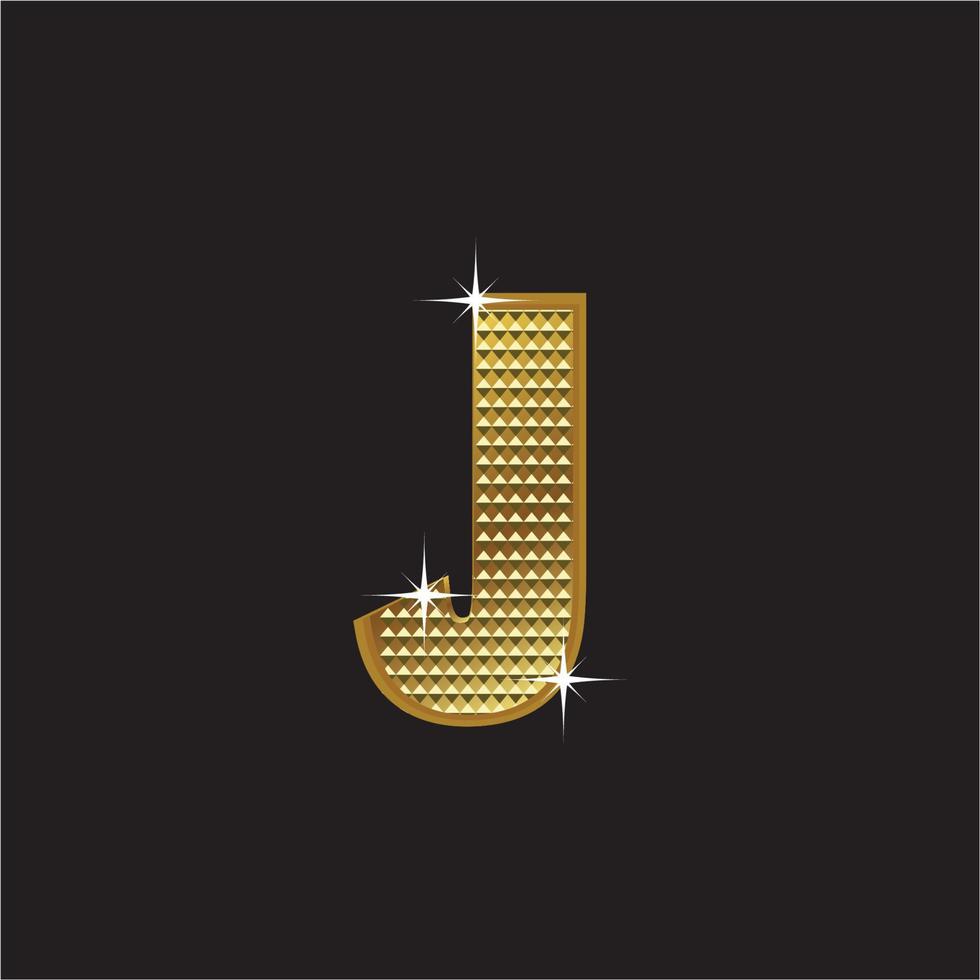 Golden font type letter J vector