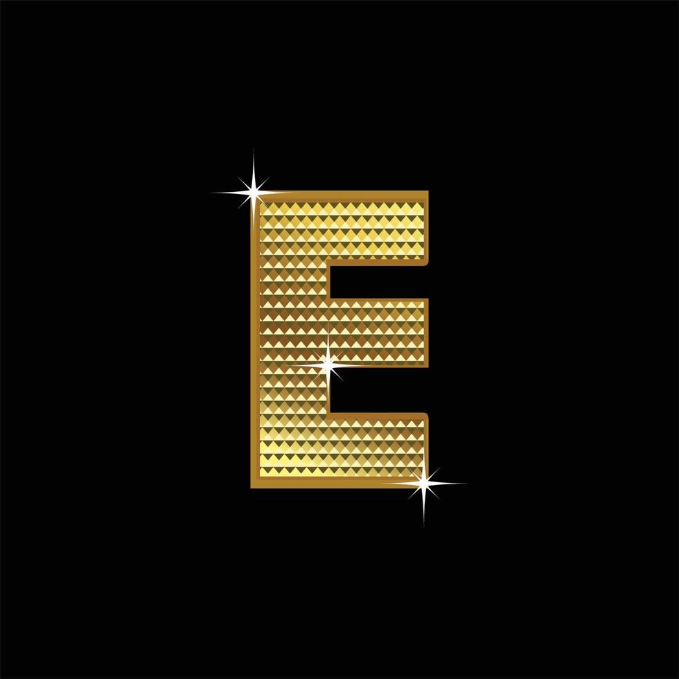 Golden font type letter E vector