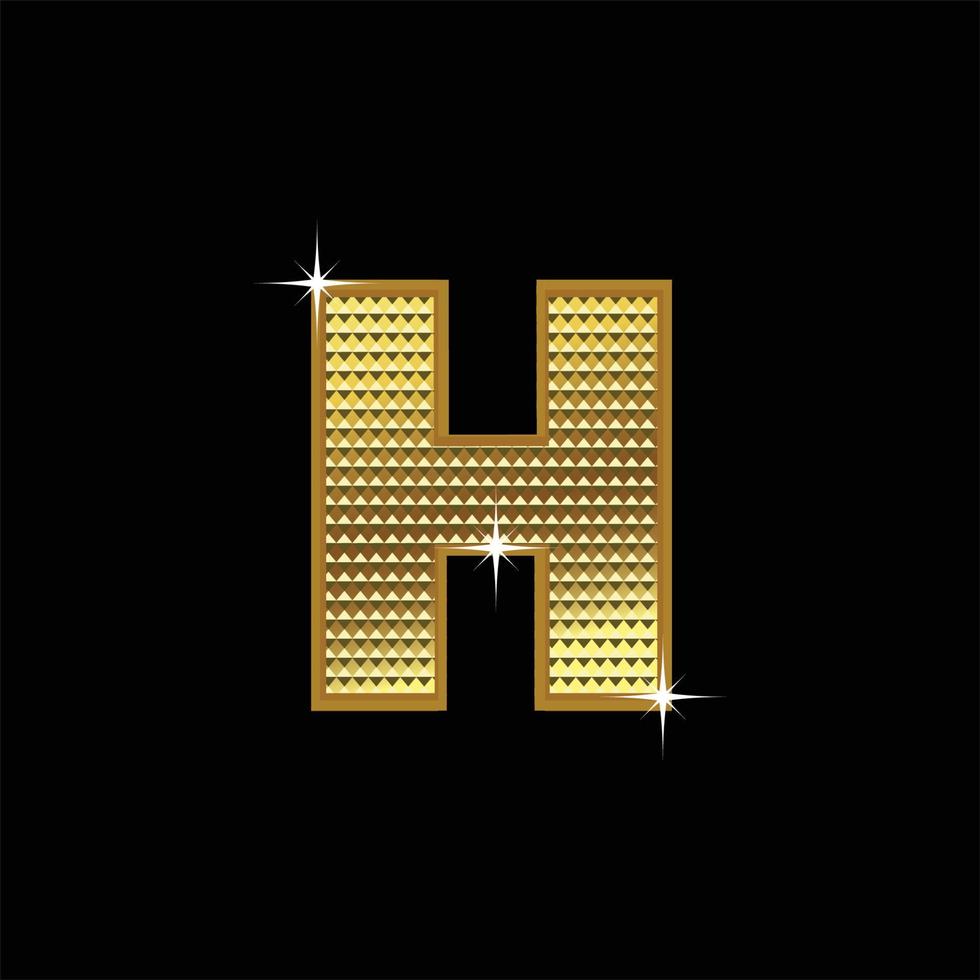 Golden font type letter H vector