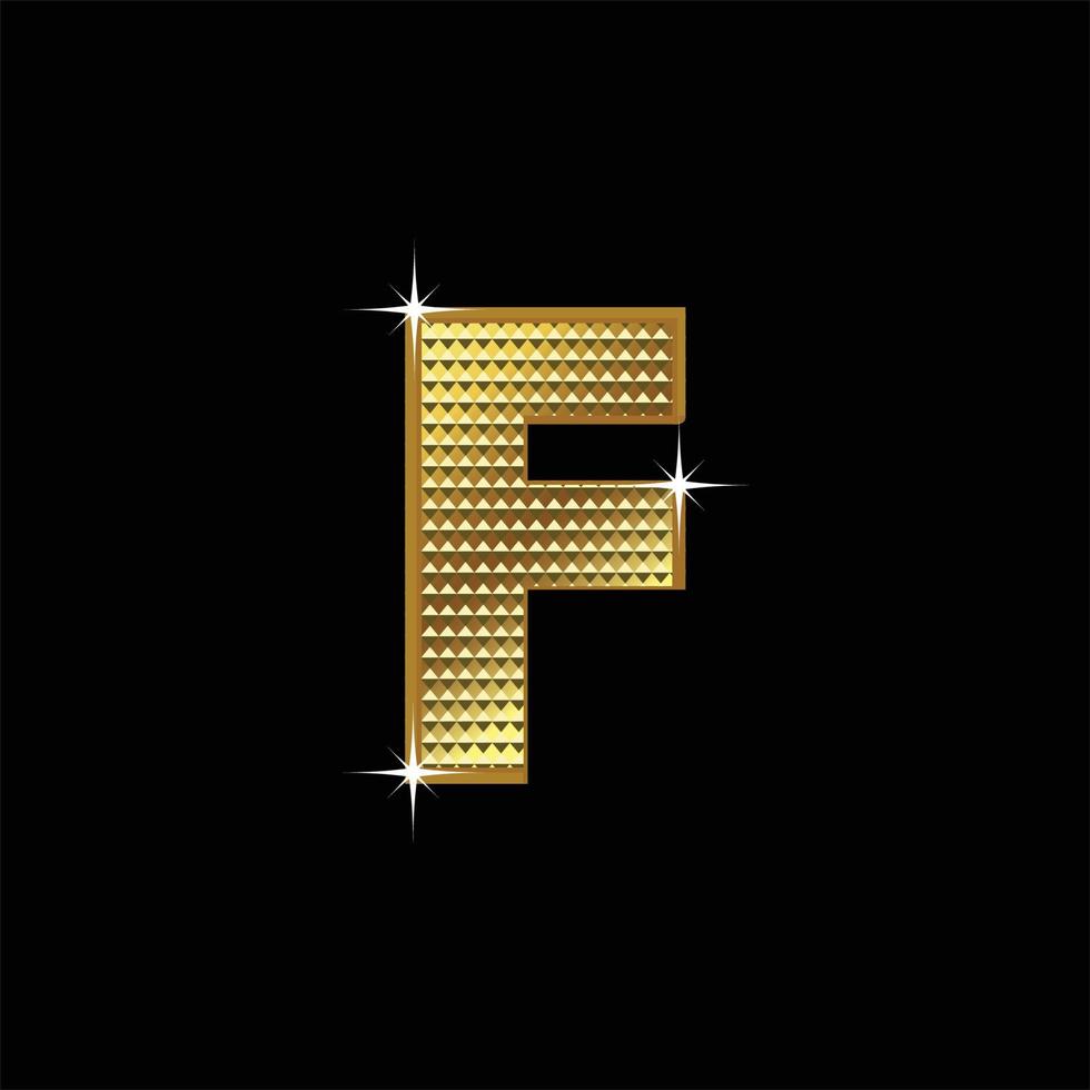 Golden font type letter F vector