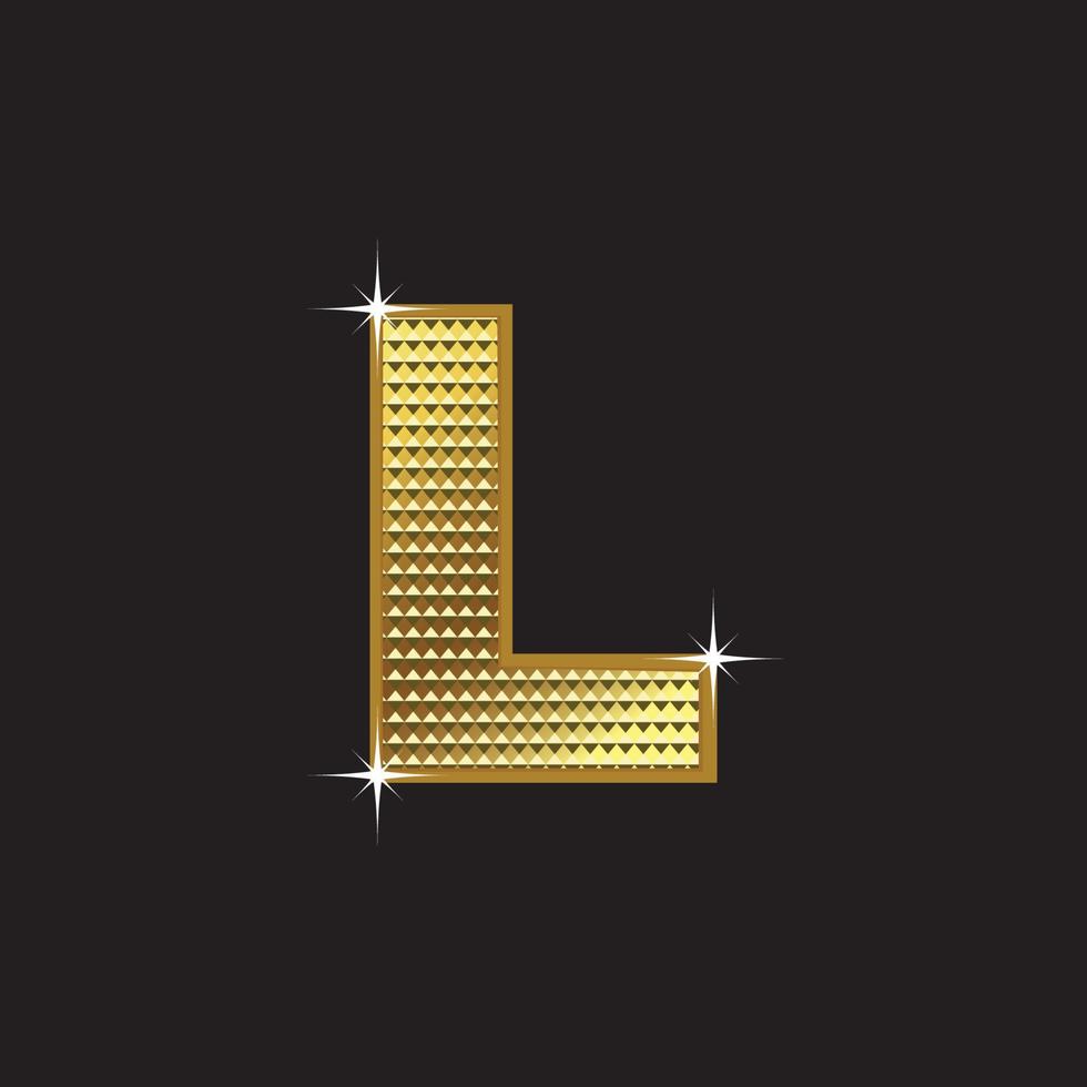 Golden font type letter L vector