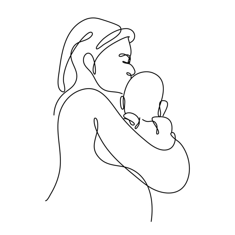 el arte de la línea del día de la mujer es mínimo, el concepto del amor de una madre por su hijo, adecuado para almohadas, arte mural, camisetas, etc. vector