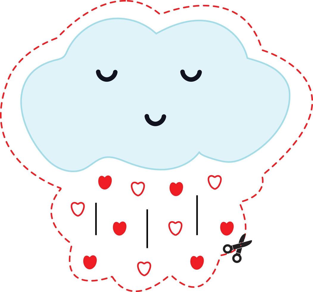 nube de amor - habilidades de tijeras de San Valentín vector