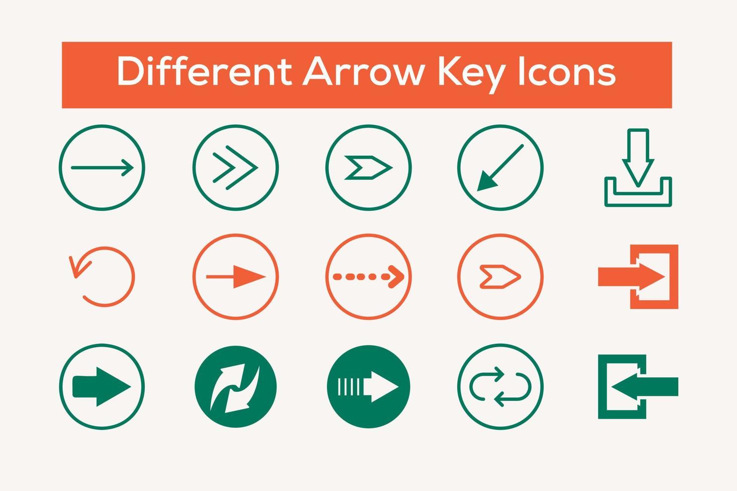 Different Arrow Icon Set Vector with color