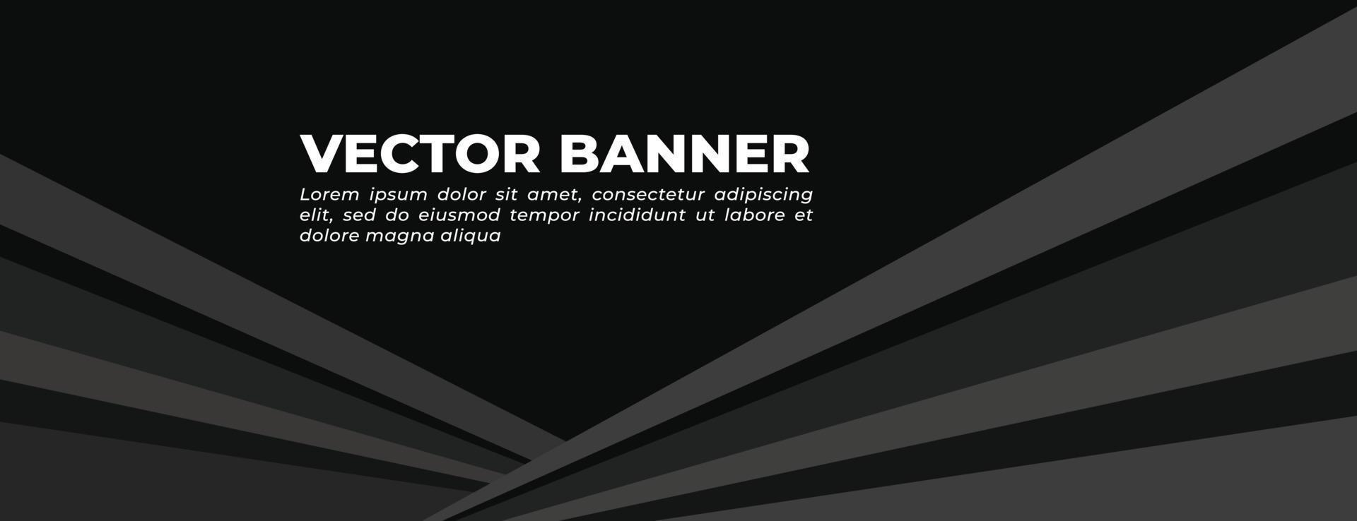 Black Vector Banner with Triangular Shape Template Design. Abstract Black Background Design. Backdrop Header. Cover Page Template Design