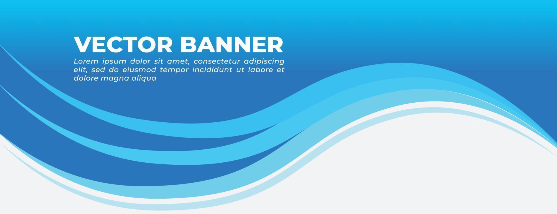 Blue Vector Banner with Waves Template Design