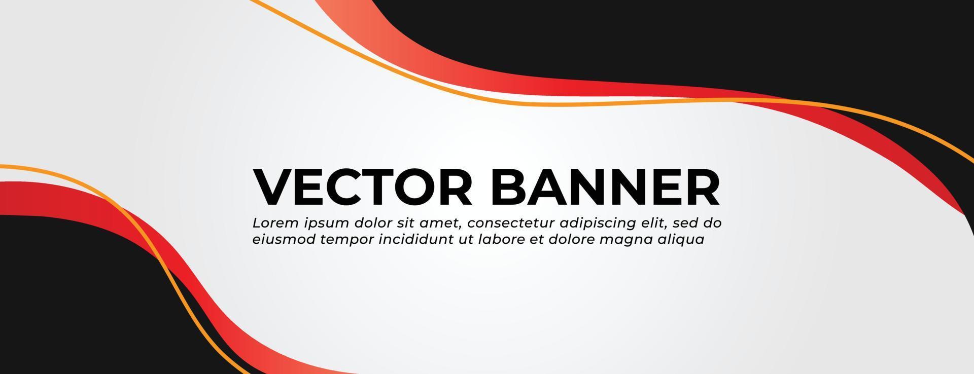 Black and Red Vector Banner with Waves Template Design