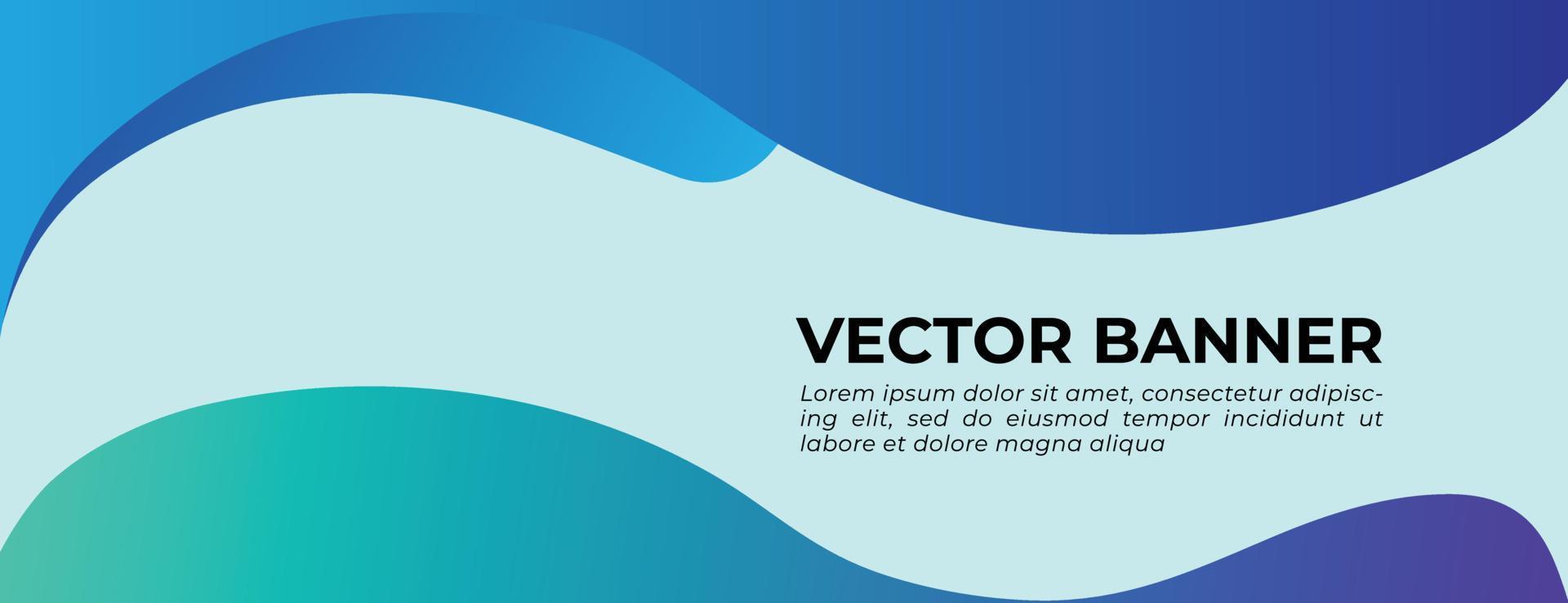 Blue Waves Vector Banner with Geometric Triangle Shape Template Design