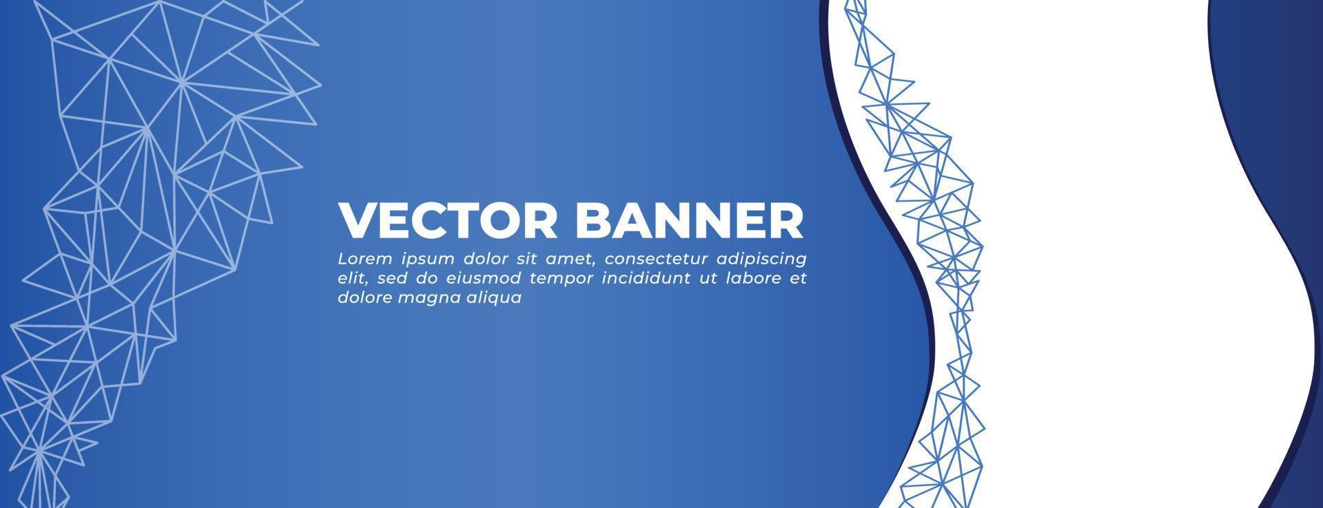 Blue Waves Vector Banner with Geometric Triangle Shape Template Design