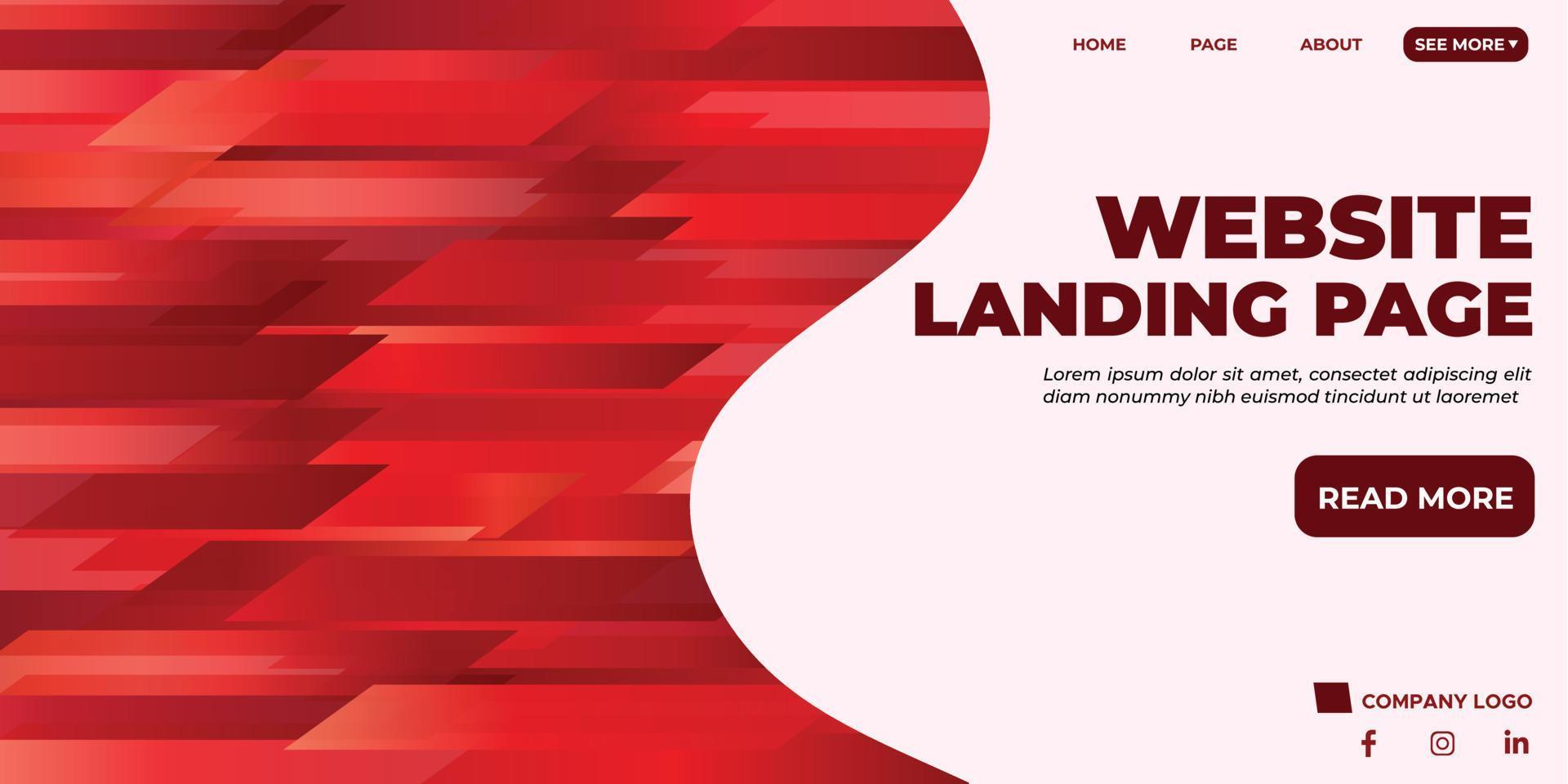 Abstract Landing Page With Red Shapes vector