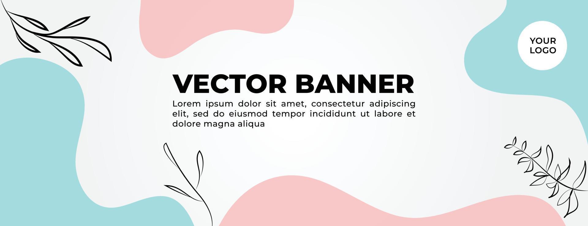 Blue and Pink Vector Banner with Irregular Shape Template Design