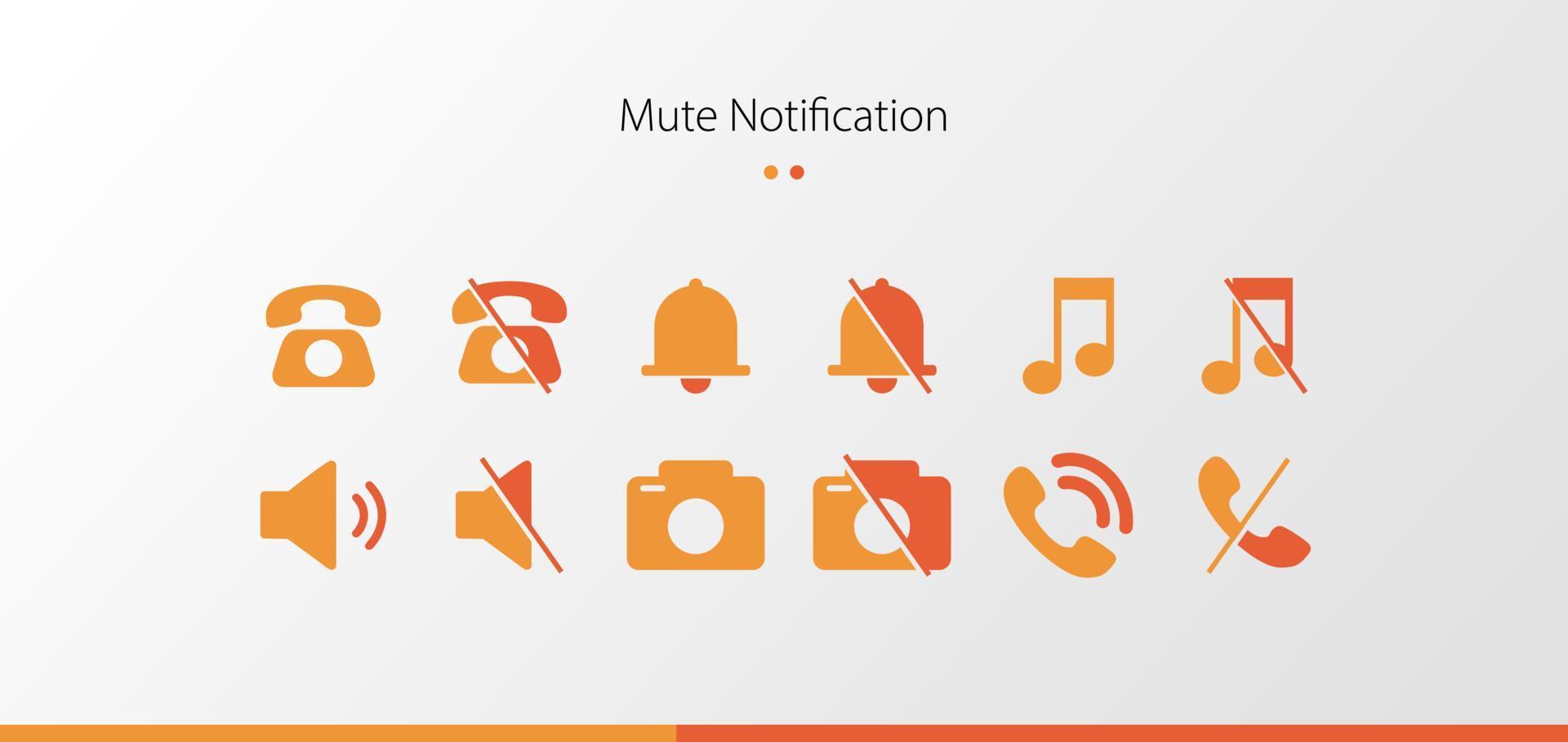 Phone,web,sound,music,photograph,alarm ,Mute Notification app Icon vector collection
