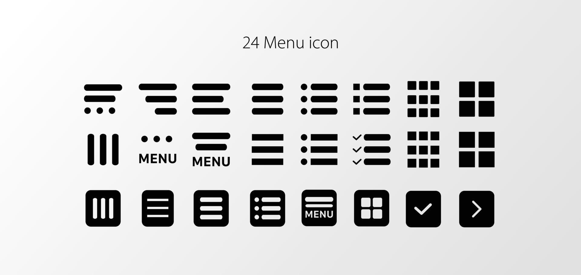 Website list item pack.Hamburger menu line icons vector