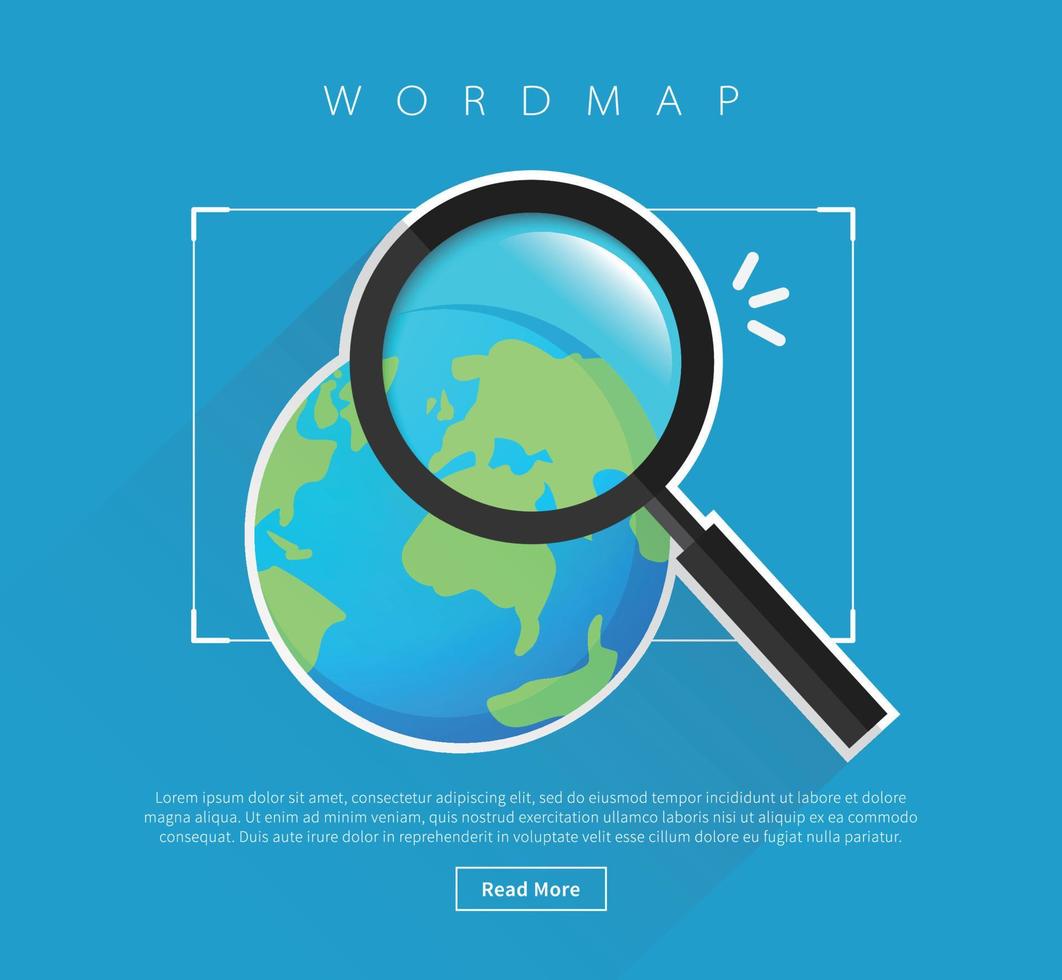 The magnifying glass is search earth, Technology  webpage image of globe.Earth day . vector