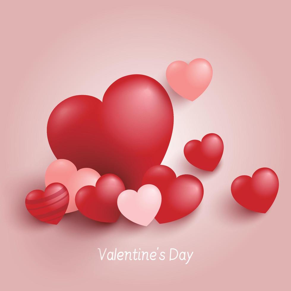 render 3d amor dulces corazones sobre fondo rojo. adecuado para el día de san valentín y el día de la madre y la invitación de boda. vector