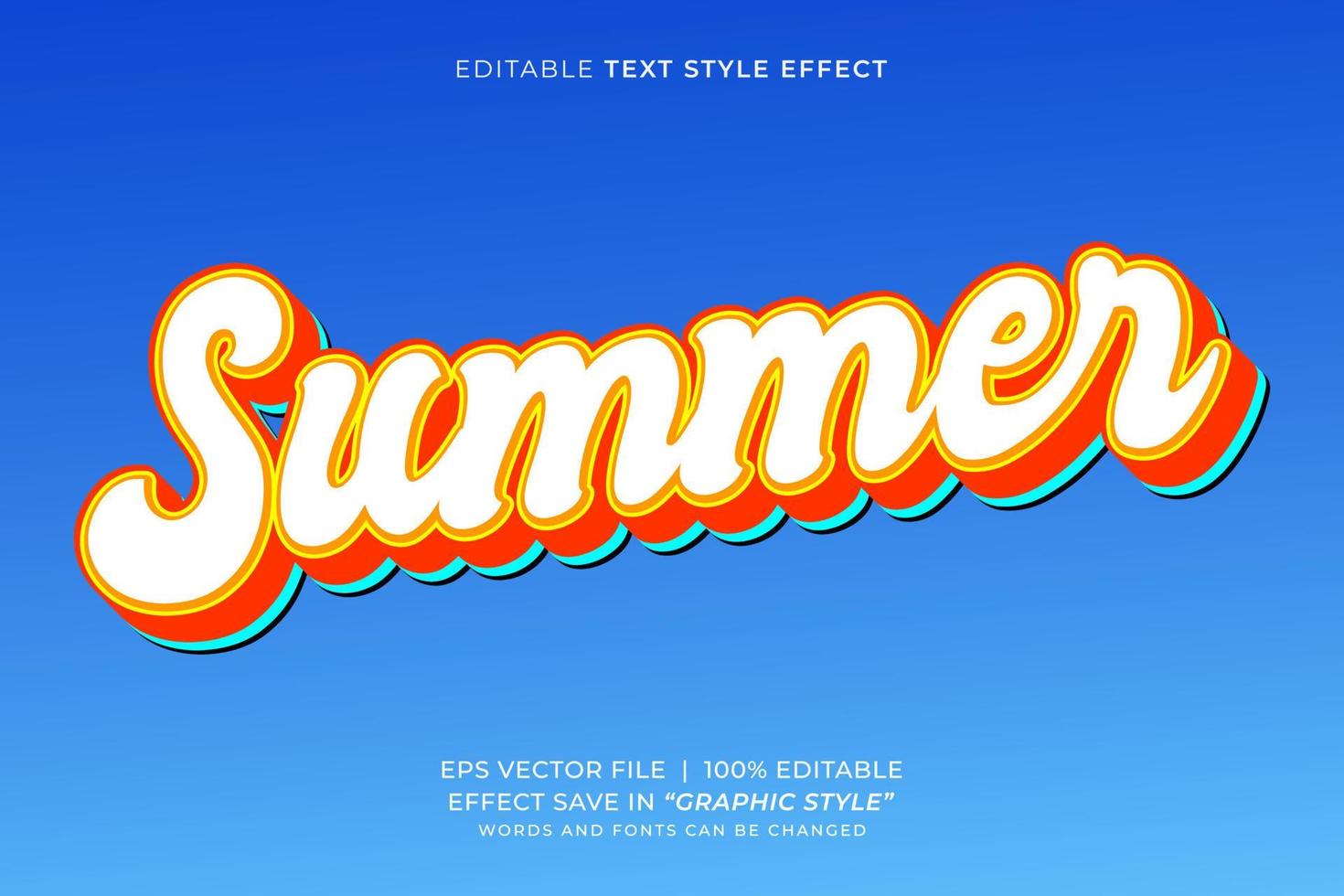 efecto de texto editable de verano vector