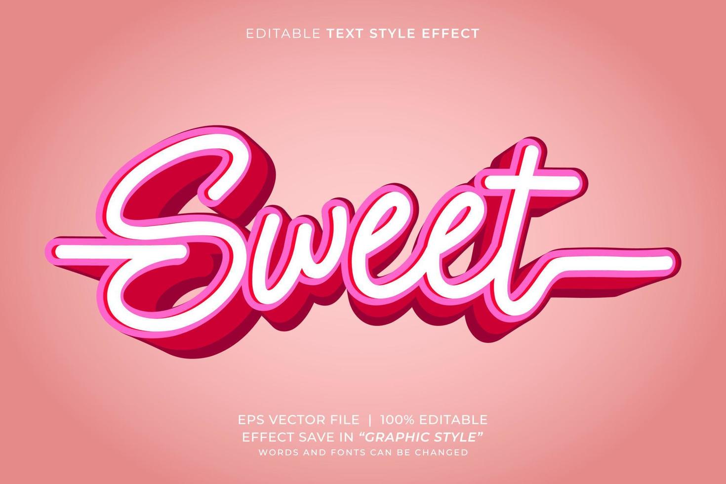 efecto de texto editable rosa dulce vector