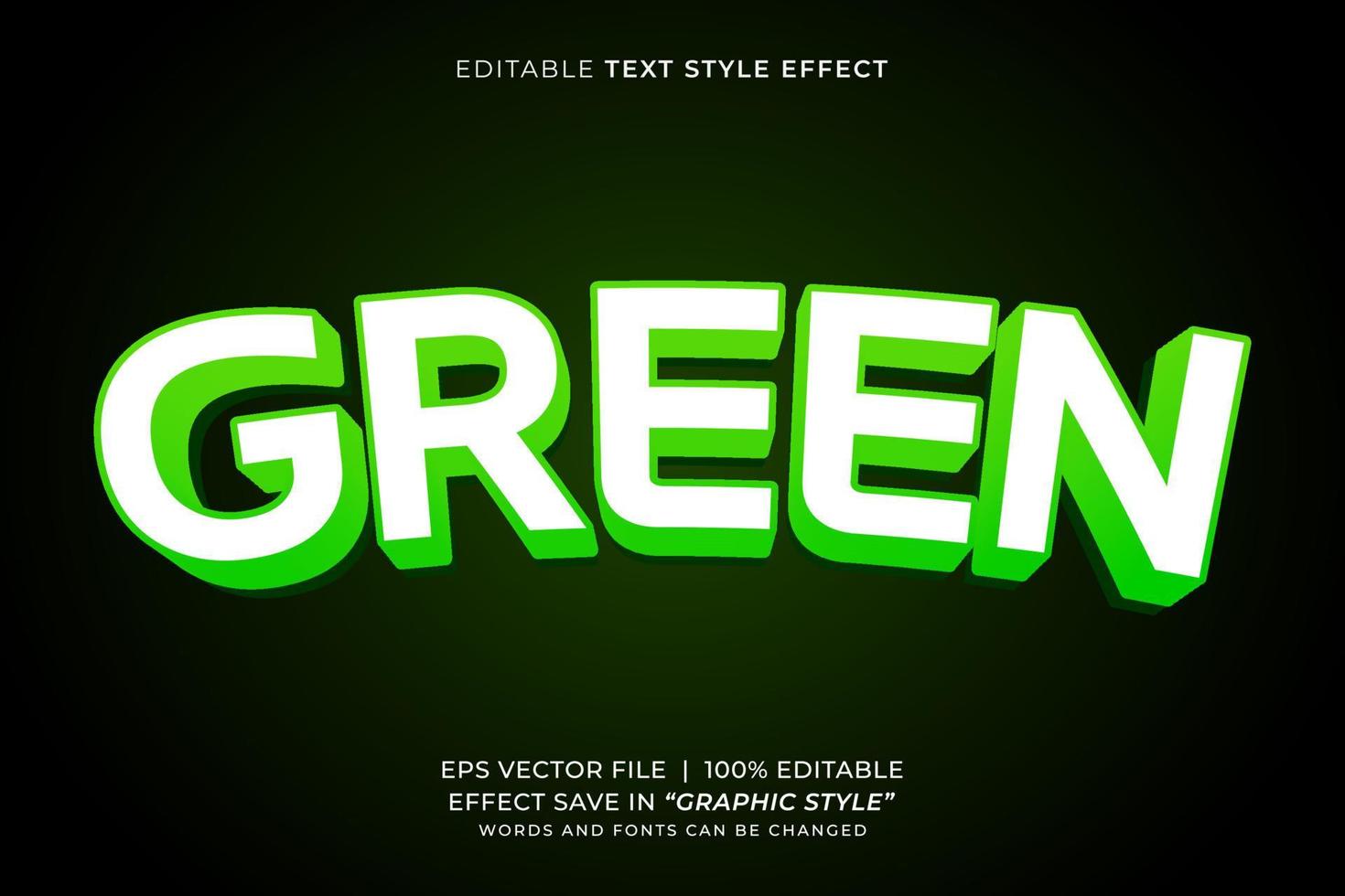 efecto de texto editable en negrita verde vector