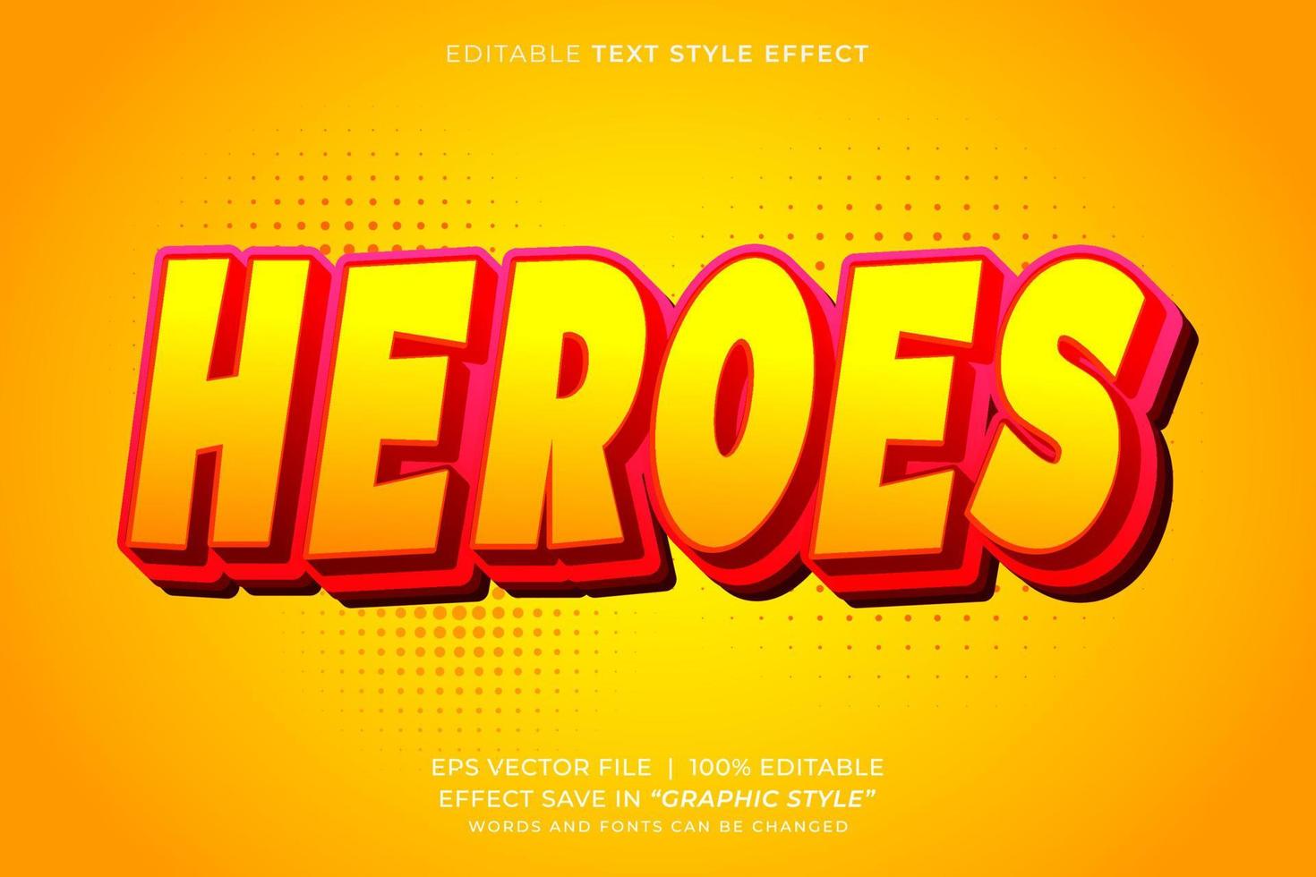 Heroes editable text effect vector