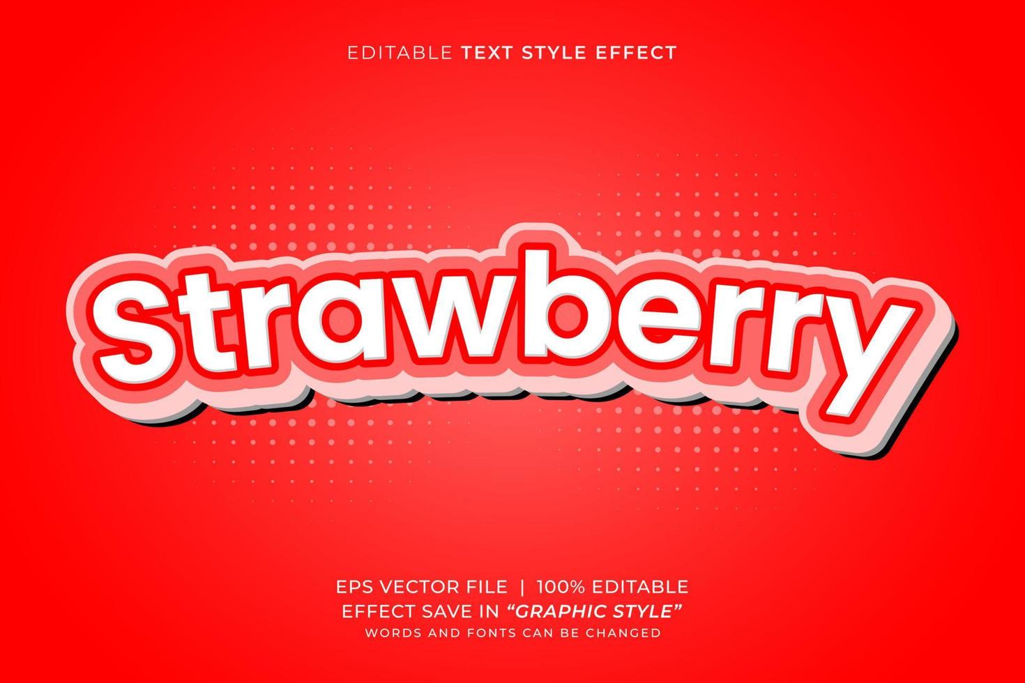 Pink strawberry editable text effect vector