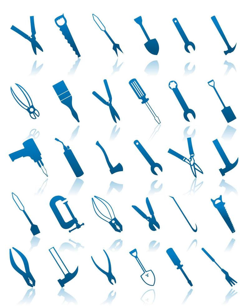 Set of icons on a theme tools. A vector illustration