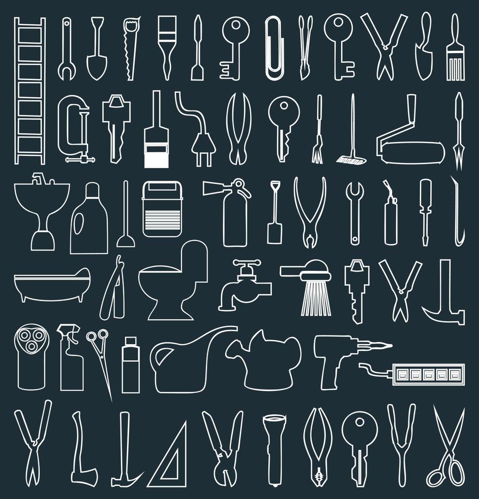 conjunto de iconos en las herramientas de un tema. una ilustración vectorial vector